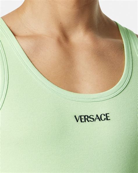 versace icon logo cropped tank top|Logo Ribbed Tank Top .